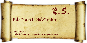 Mácsai Sándor névjegykártya