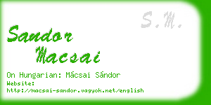 sandor macsai business card