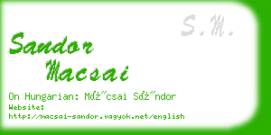 sandor macsai business card